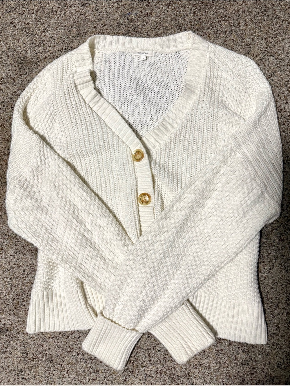 Maurice’s Women’s Ivory V-Neck Button Cardigan Sweater Size Large